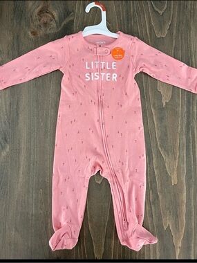 Carter's Pink 'Little Sister' Footed One-Piece Pajama